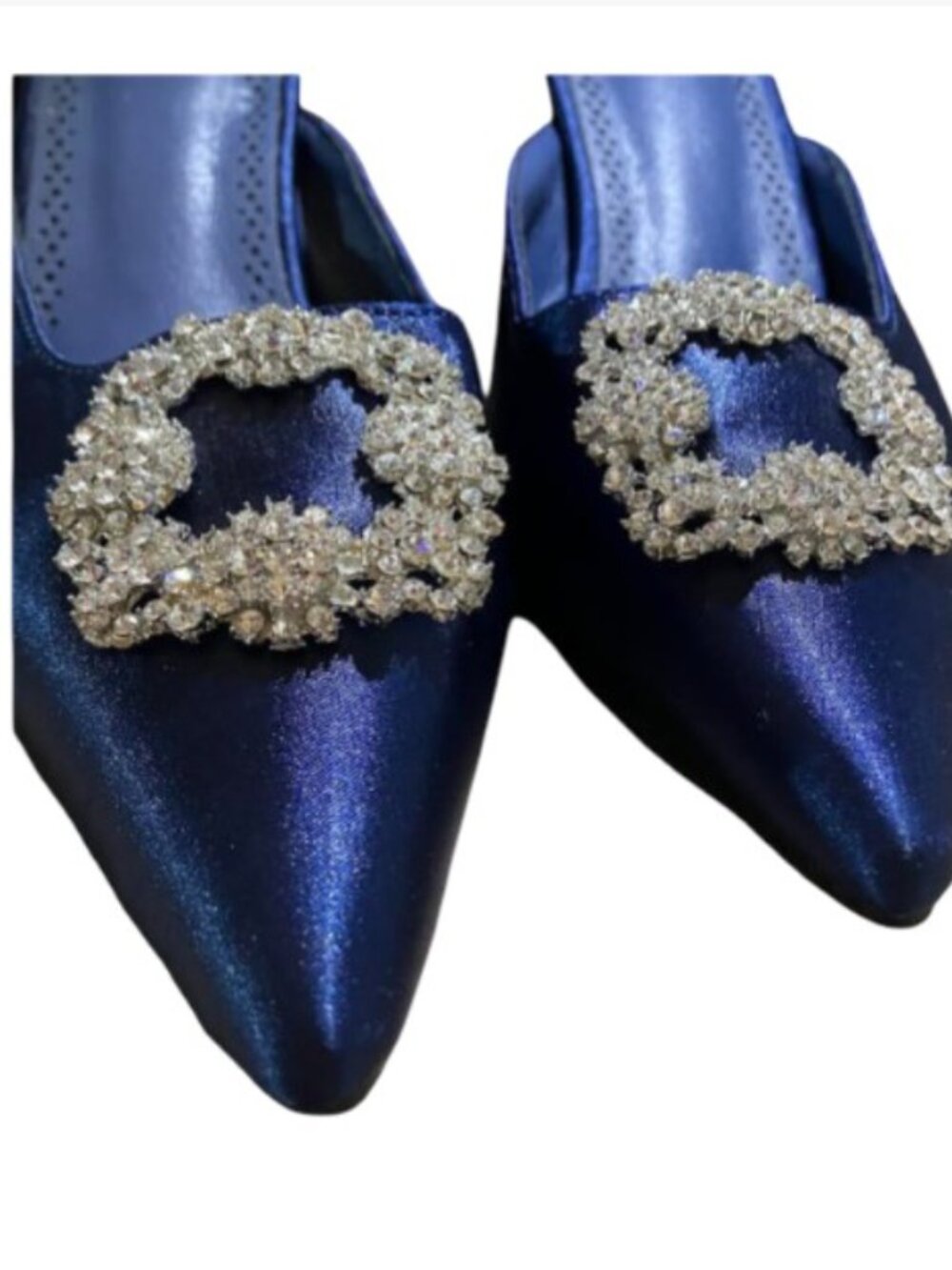 Wassup Cobalt Evening Mules with Rhinestone Ornament Size 7 NWOT Like New - Picture 7 of 9